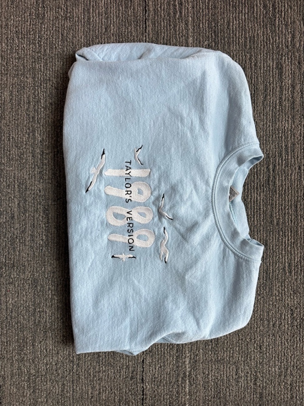 Gildan Light Blue Crewneck Sweatshirt with '1989 Taylor's Version' Embroidery